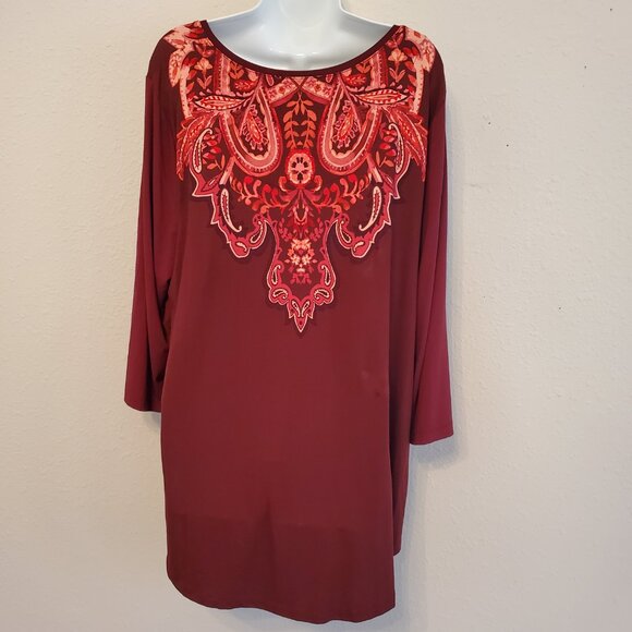 JM Collection Women's Long Knit Top Scoop Neck 3/4 Sleeve Size XXL. - Picture 4 of 11